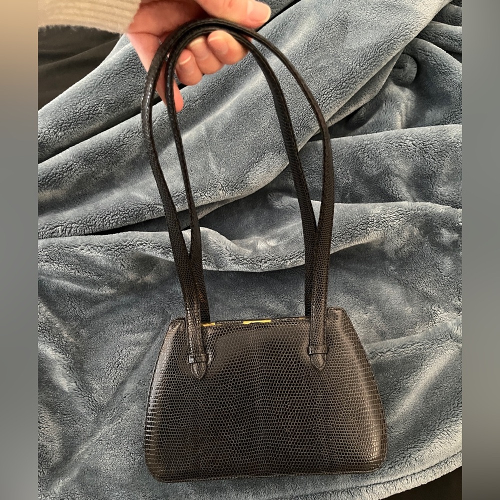 Judith Leiber Vintage Snakeskin Black Shoulder Bag